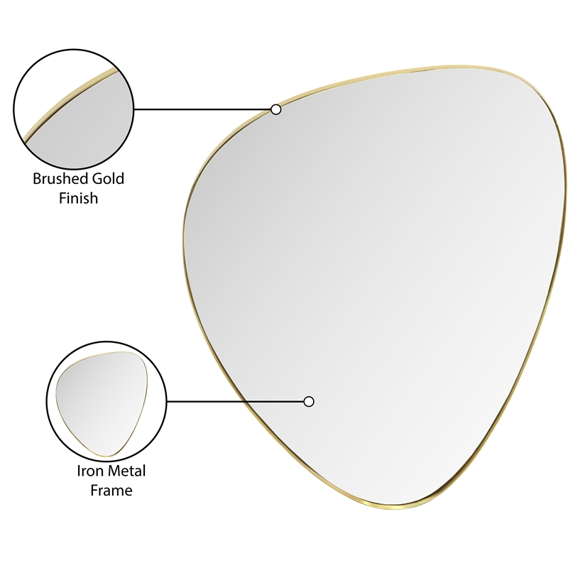 Meridian Furniture Finch Brushed Gold Iron Metal Frame Mirror