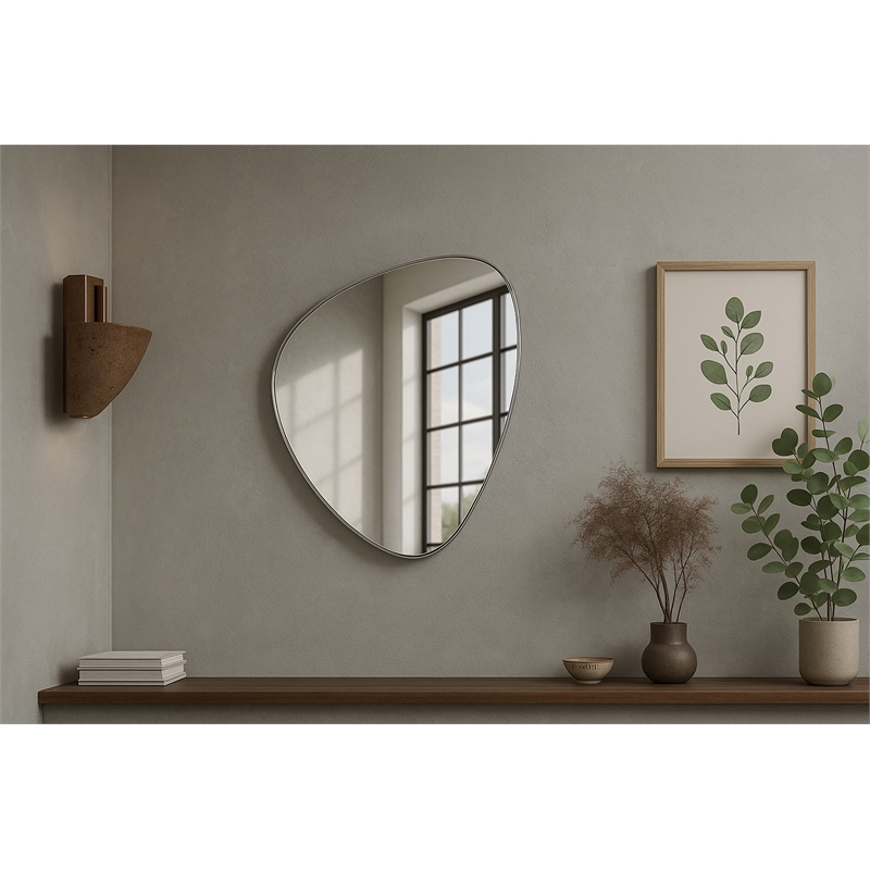 Meridian Furniture Finch Brushed Silver Iron Metal Frame Mirror