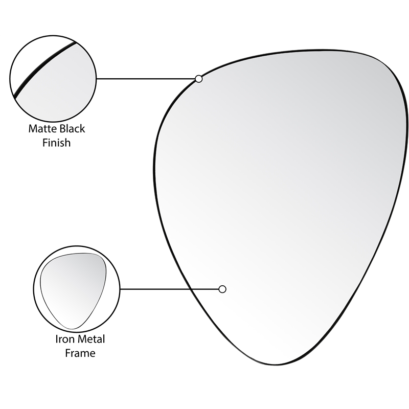 Meridian Furniture Finch Matte Black Iron Metal Frame Mirror