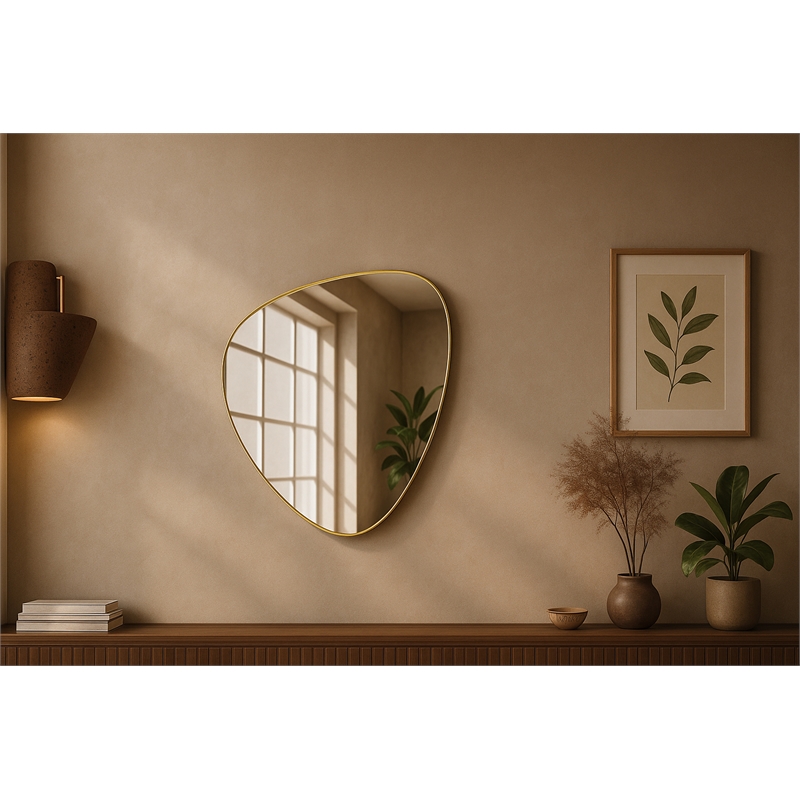 Meridian Furniture Finch Brushed Gold Iron Metal Frame Mirror