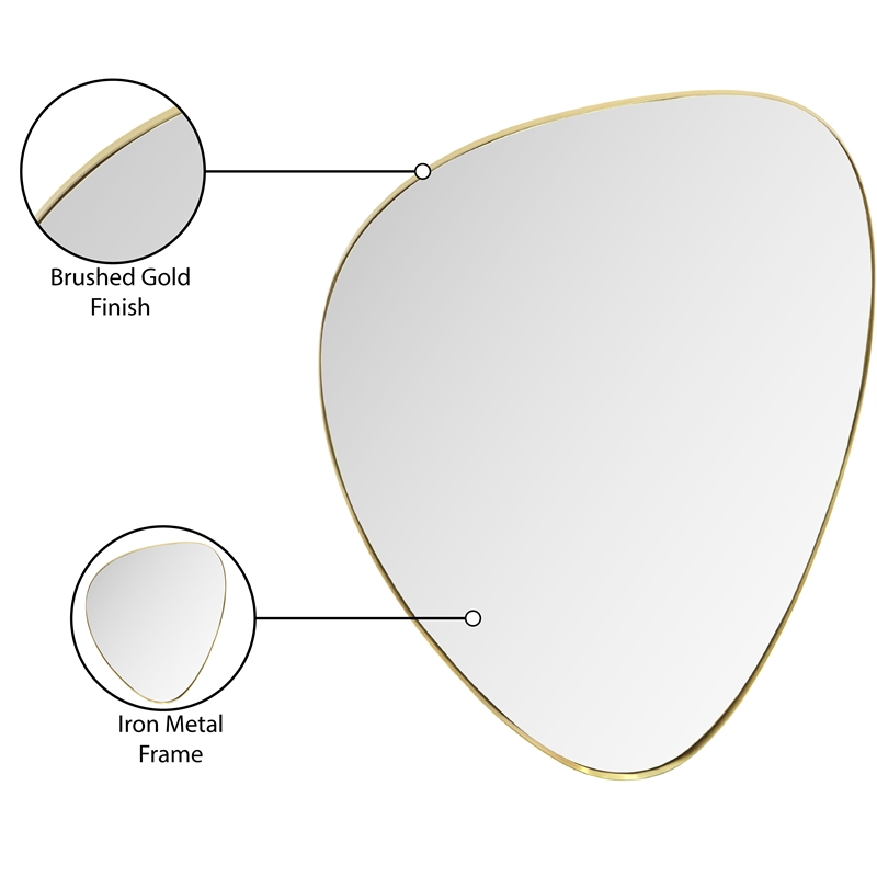 Meridian Furniture Finch Brushed Gold Iron Metal Frame Mirror