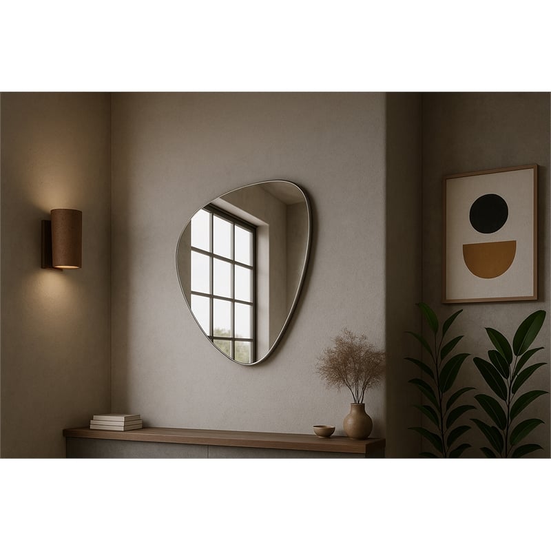 Meridian Furniture Finch Brushed Silver Iron Metal Frame Mirror