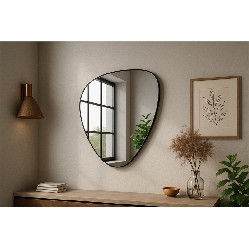 Meridian Furniture Finch Matte Black Iron Metal Frame Mirror