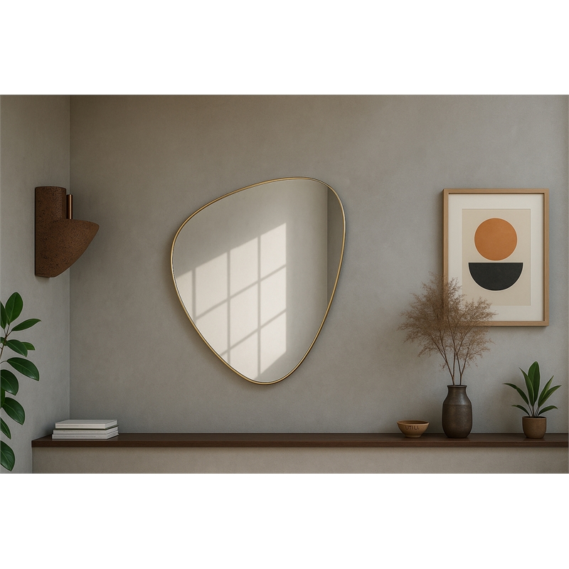 Meridian Furniture Finch Brushed Gold Iron Metal Frame Mirror