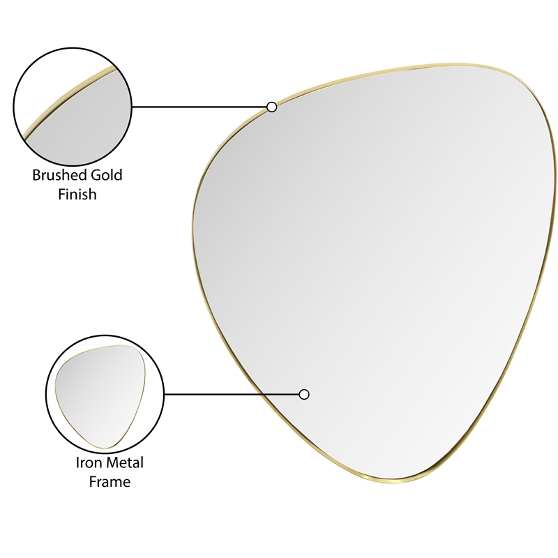 Meridian Furniture Finch Brushed Gold Iron Metal Frame Mirror