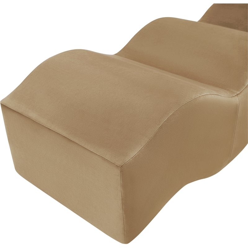 Meridian Furniture Wave Beige Velvet Bench