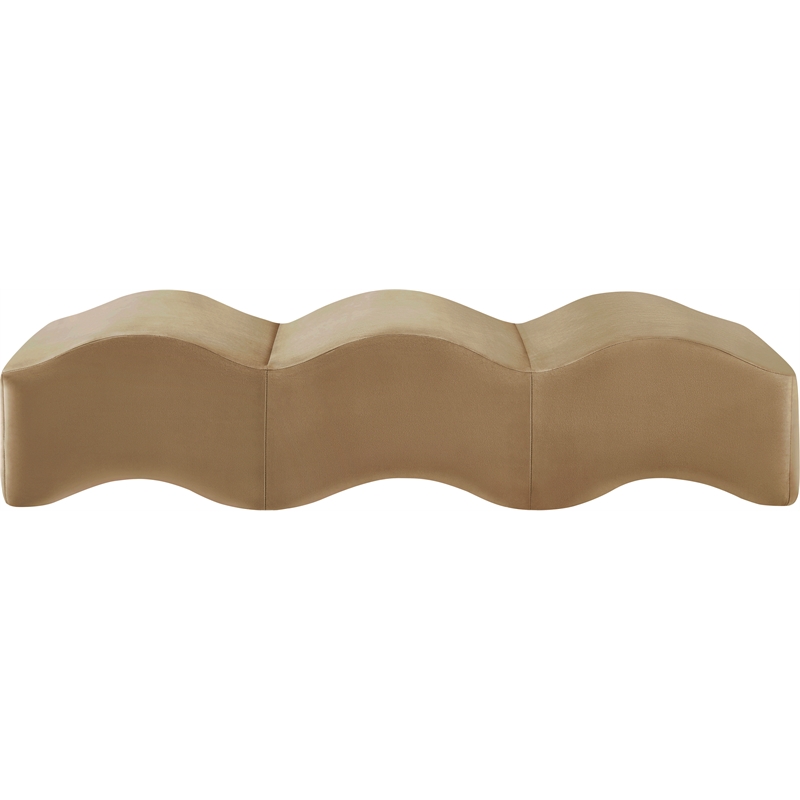 Meridian Furniture Wave Beige Velvet Bench