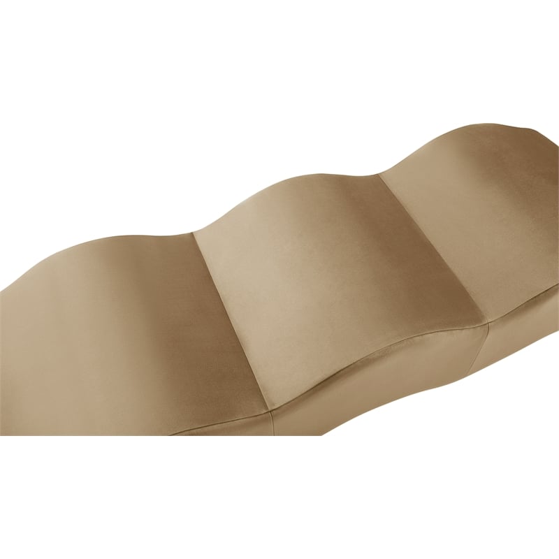 Meridian Furniture Wave Beige Velvet Bench