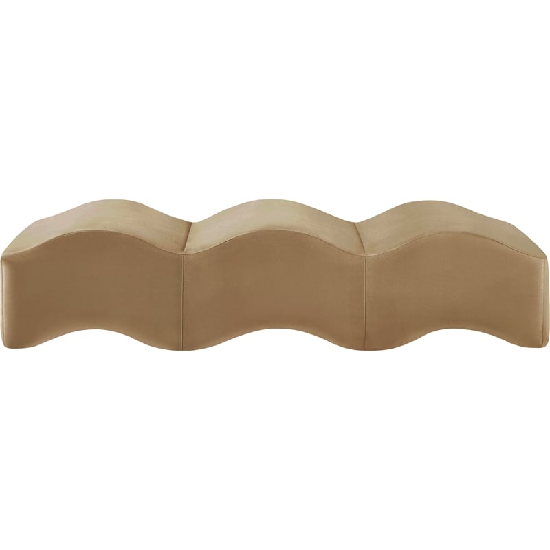 Meridian Furniture Wave Beige Velvet Bench