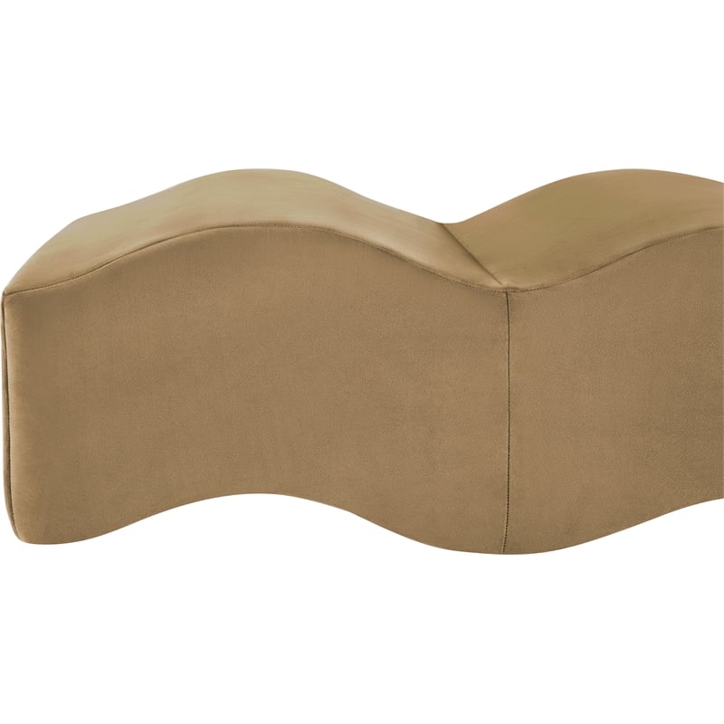 Meridian Furniture Wave Beige Velvet Bench