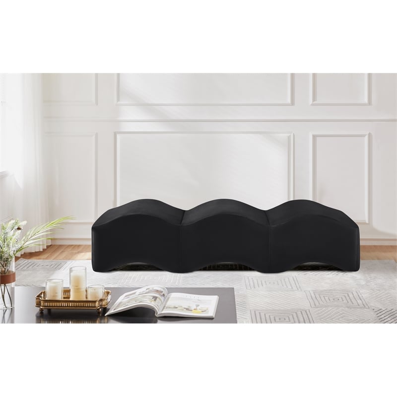 Meridian Furniture Wave Black Velvet Bench