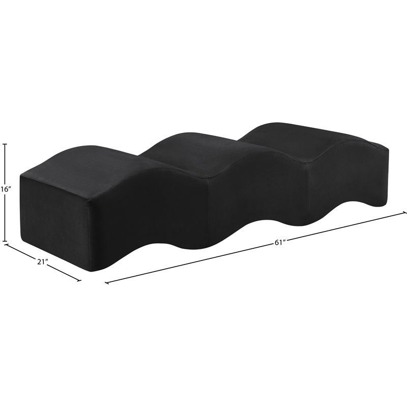 Meridian Furniture Wave Black Velvet Bench