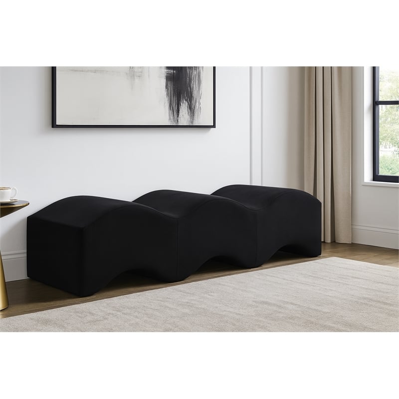 Meridian Furniture Wave Black Velvet Bench
