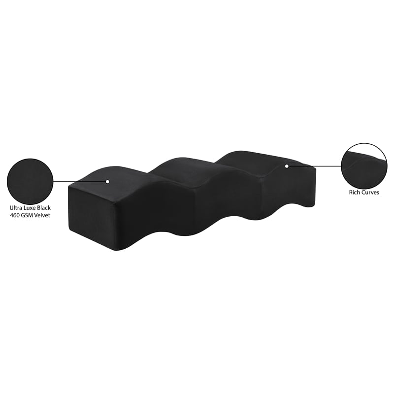 Meridian Furniture Wave Black Velvet Bench