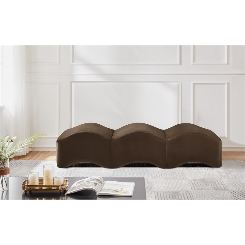 Meridian Furniture Wave Brown Velvet Bench