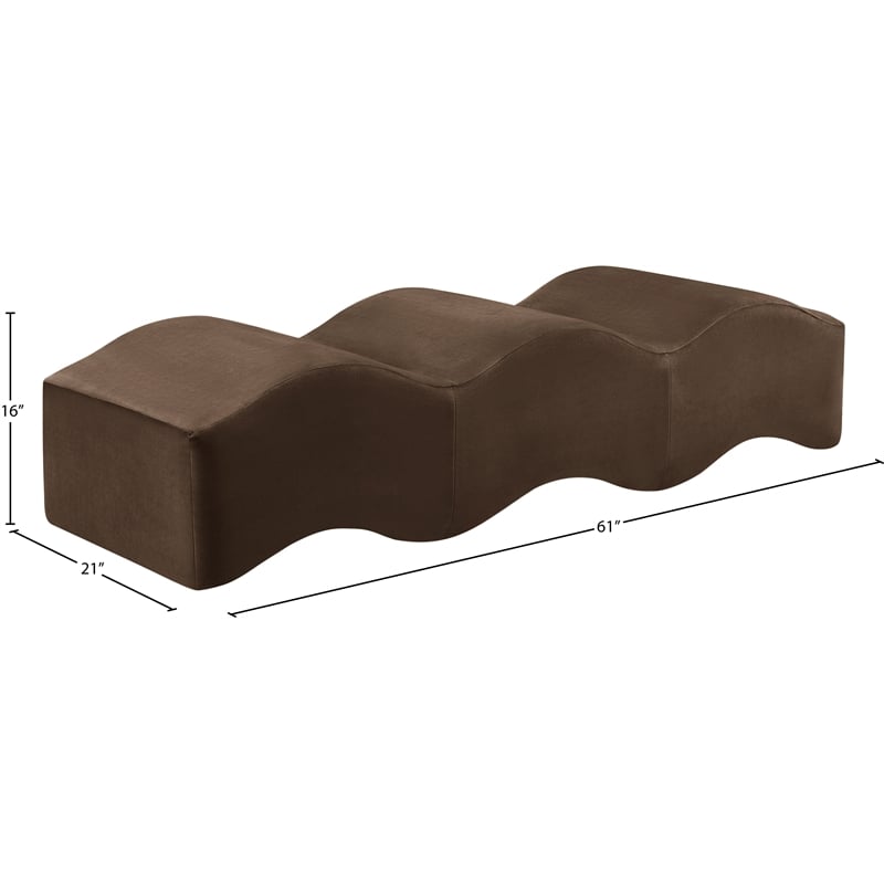 Meridian Furniture Wave Brown Velvet Bench