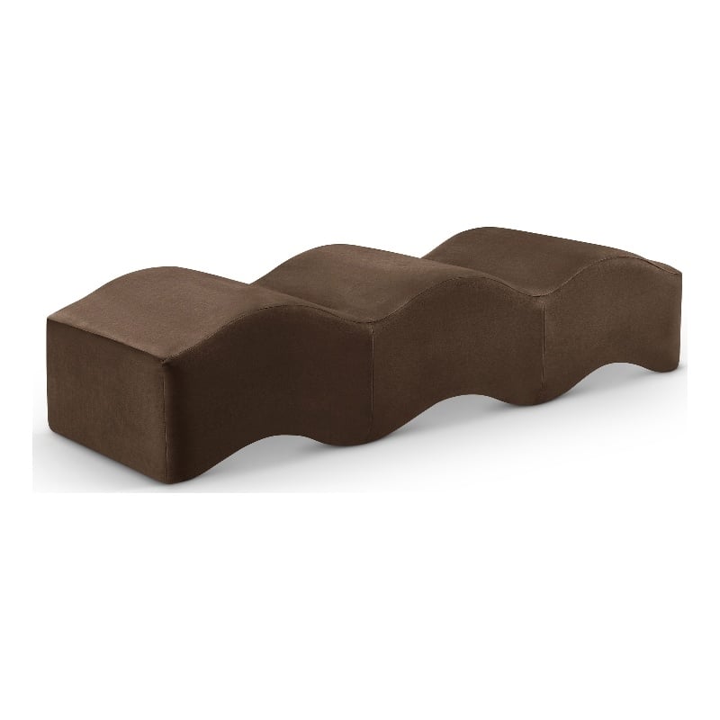 Meridian Furniture Wave Brown Velvet Bench