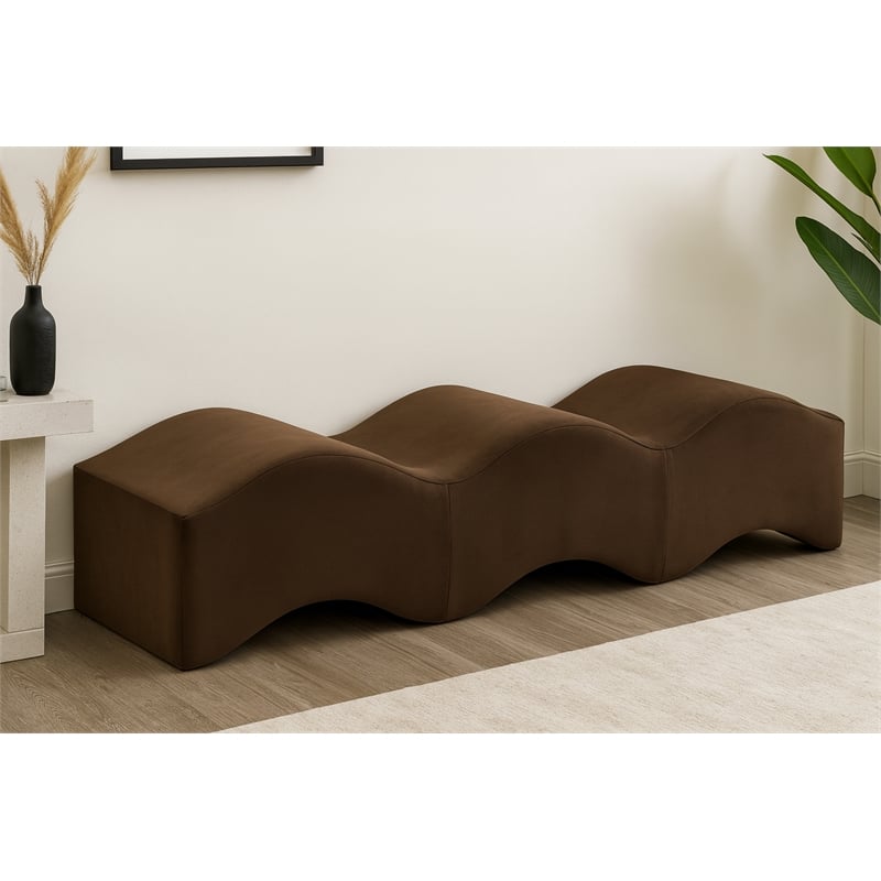 Meridian Furniture Wave Brown Velvet Bench