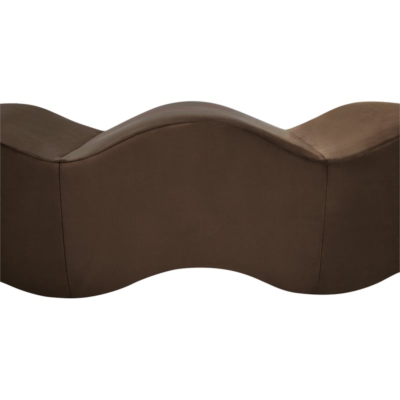 Meridian Furniture Wave Brown Velvet Bench