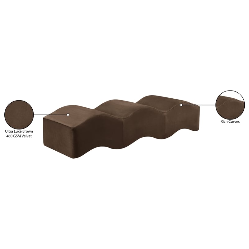 Meridian Furniture Wave Brown Velvet Bench