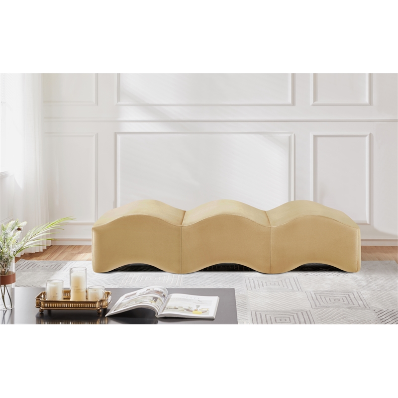 Meridian Furniture Wave Camel Velvet Bench