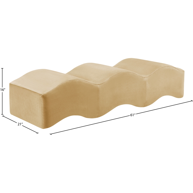 Meridian Furniture Wave Camel Velvet Bench