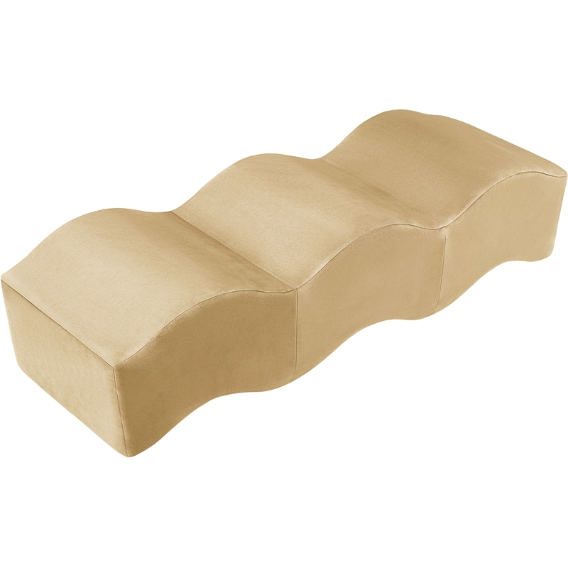 Meridian Furniture Wave Camel Velvet Bench