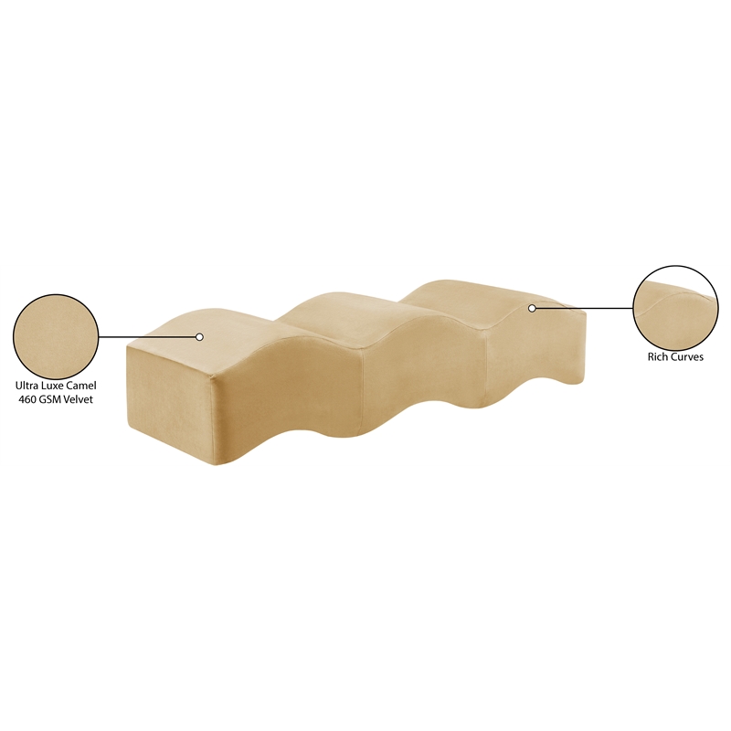 Meridian Furniture Wave Camel Velvet Bench