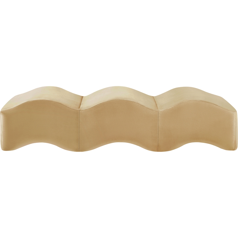 Meridian Furniture Wave Camel Velvet Bench