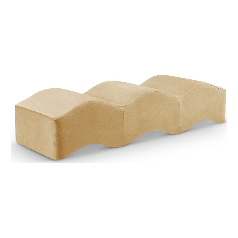 Meridian Furniture Wave Camel Velvet Bench
