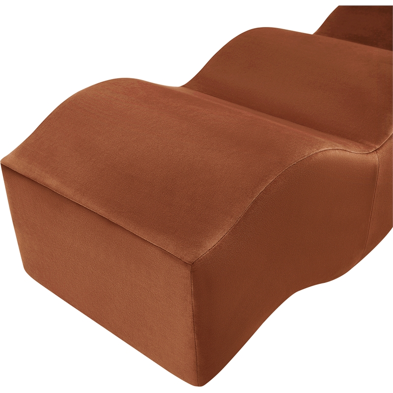Meridian Furniture Wave Cognac Velvet Bench