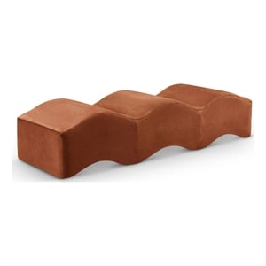 Meridian Furniture Wave Cognac Velvet Bench