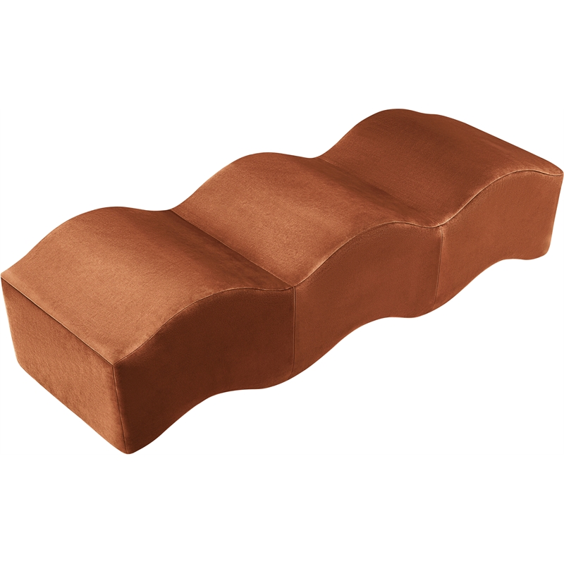 Meridian Furniture Wave Cognac Velvet Bench