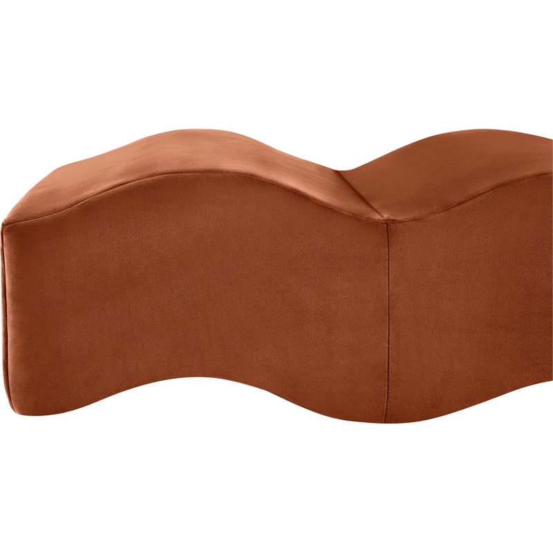 Meridian Furniture Wave Cognac Velvet Bench