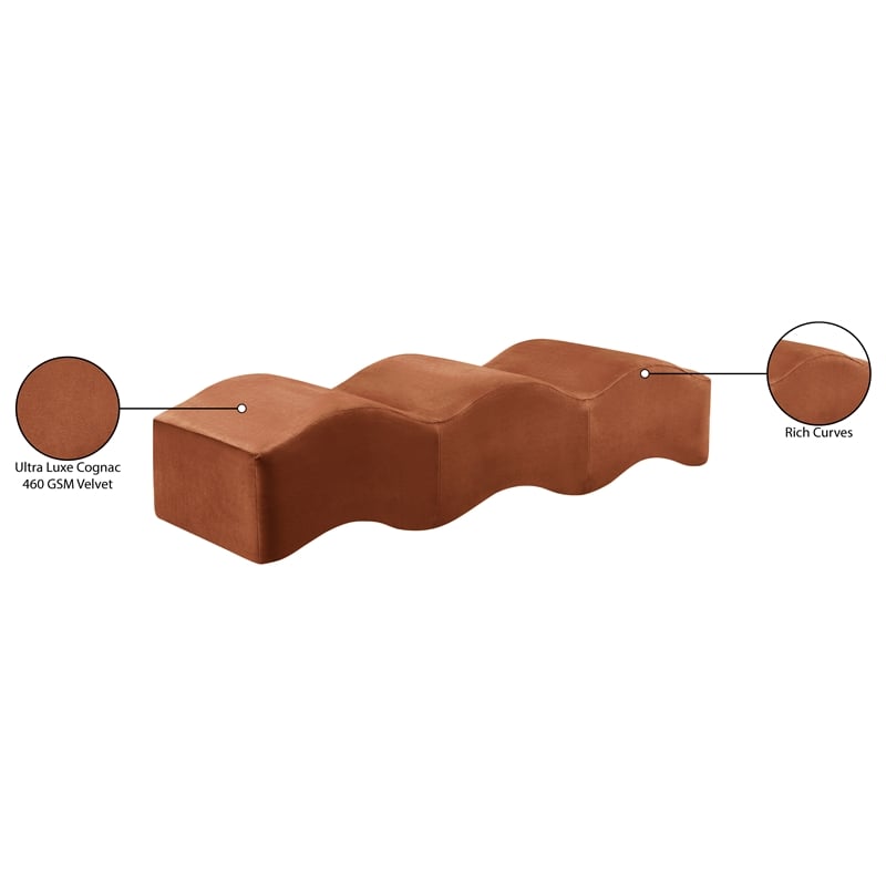 Meridian Furniture Wave Cognac Velvet Bench