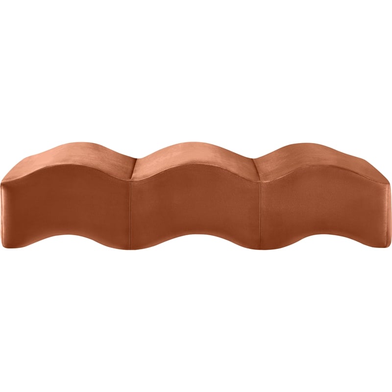 Meridian Furniture Wave Cognac Velvet Bench