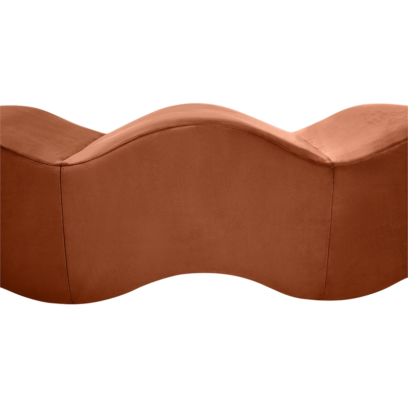 Meridian Furniture Wave Cognac Velvet Bench