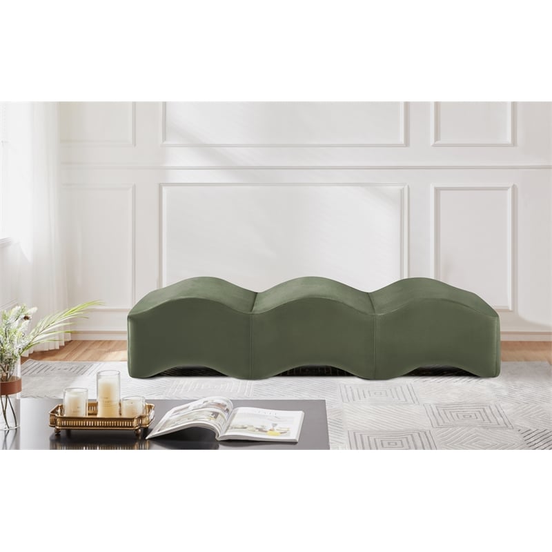 Meridian Furniture Wave Green Velvet Bench