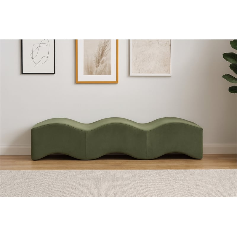 Meridian Furniture Wave Green Velvet Bench