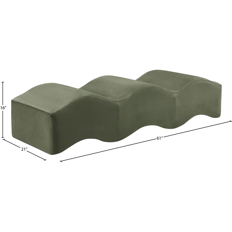 Meridian Furniture Wave Green Velvet Bench