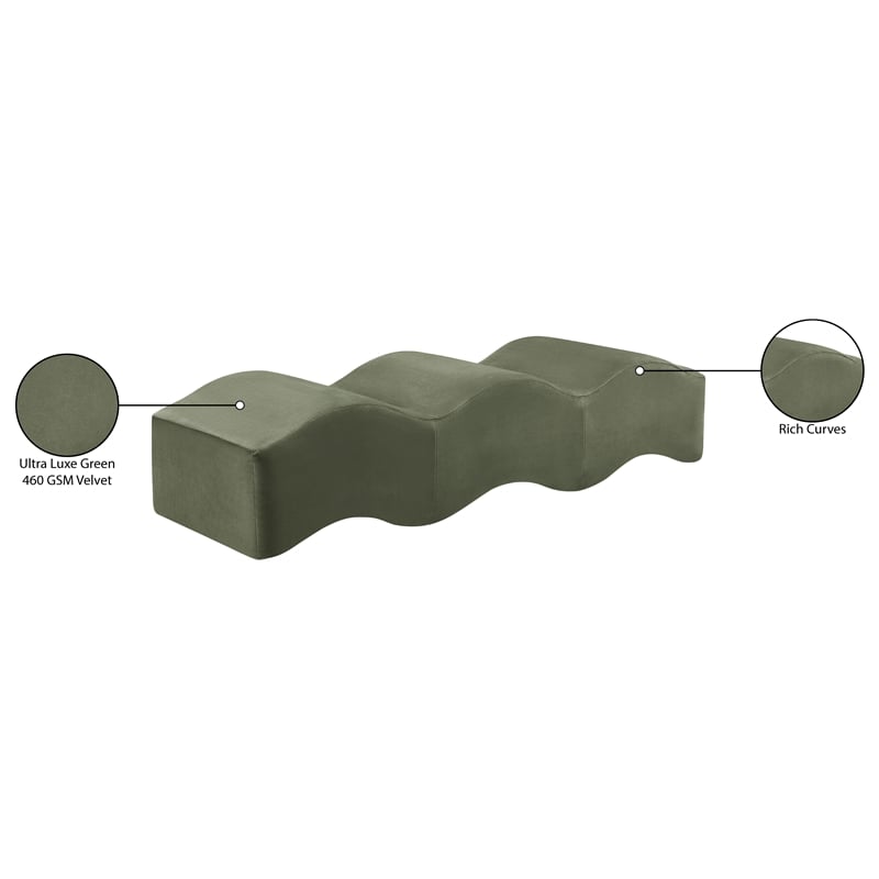 Meridian Furniture Wave Green Velvet Bench