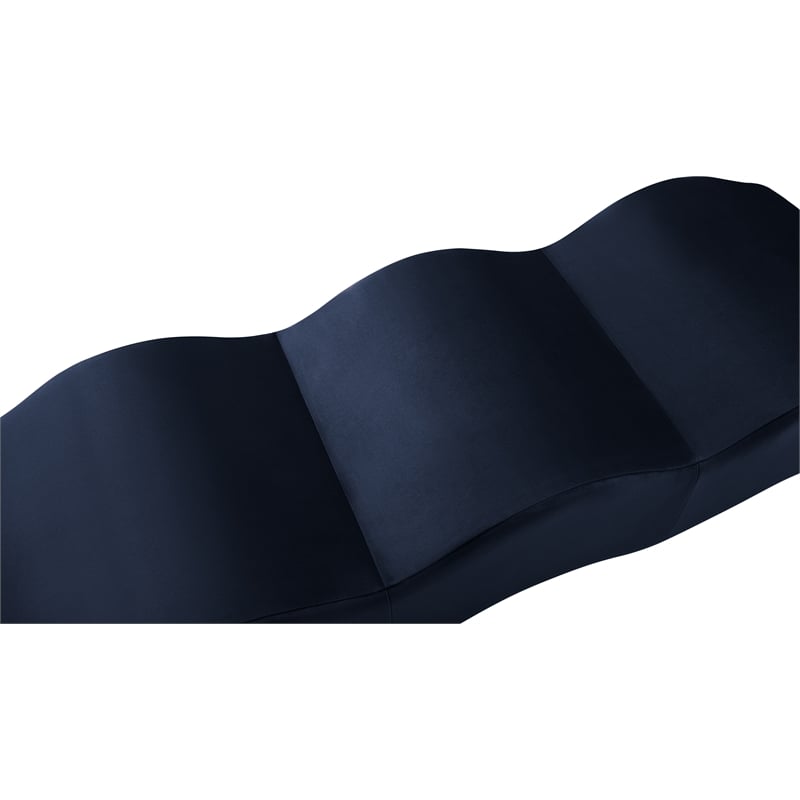 Meridian Furniture Wave Navy Velvet Bench