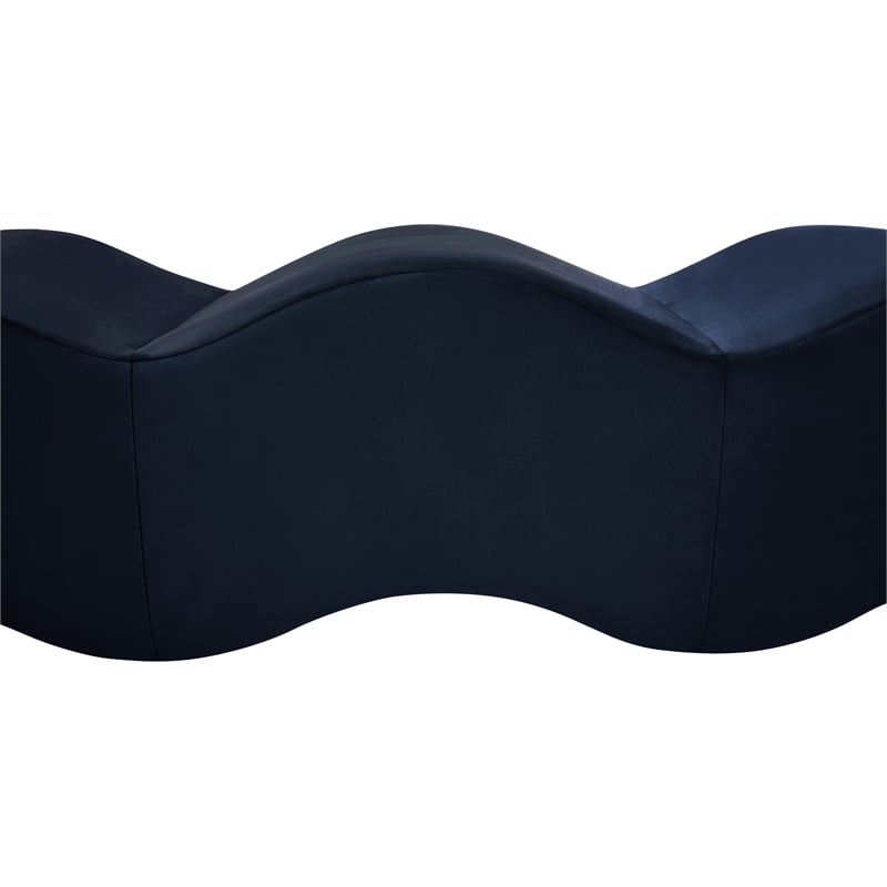 Meridian Furniture Wave Navy Velvet Bench
