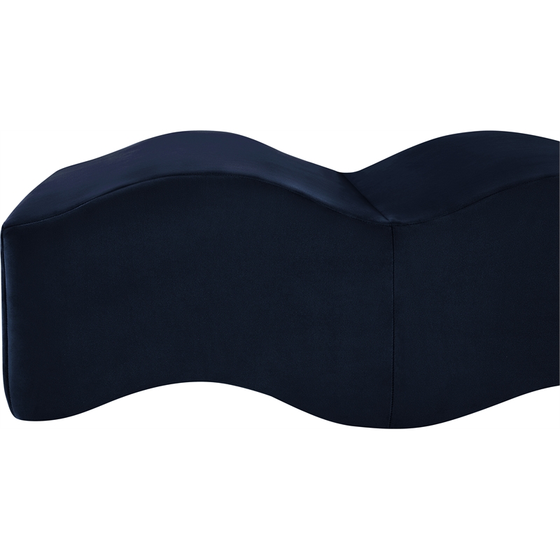 Meridian Furniture Wave Navy Velvet Bench
