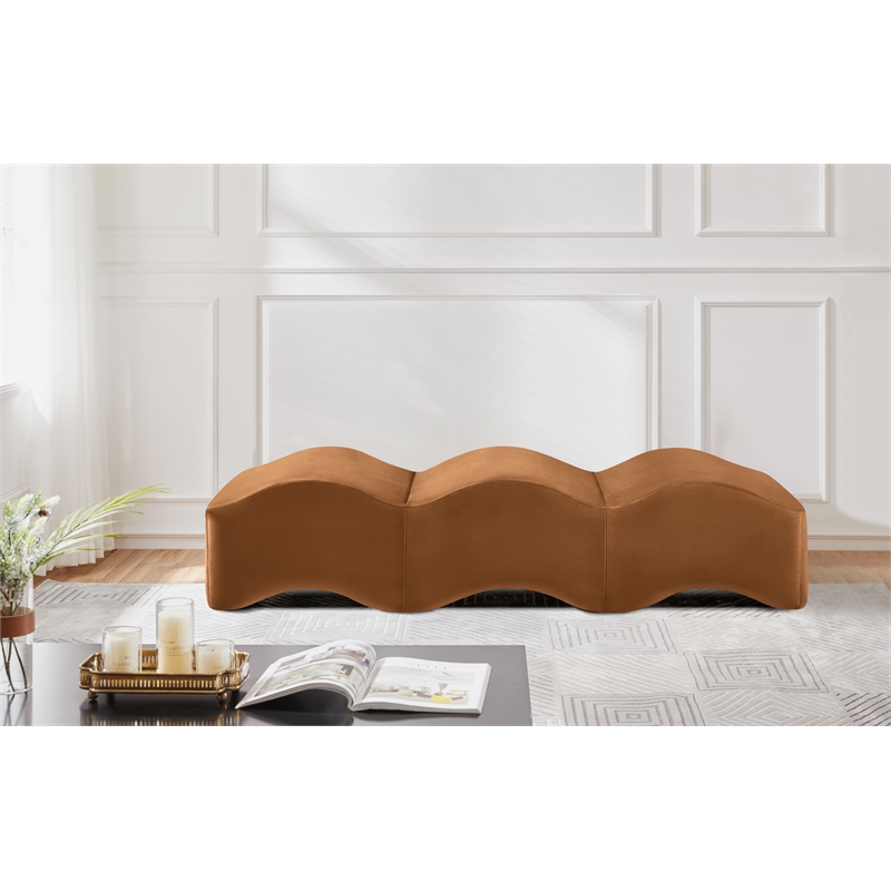 Meridian Furniture Wave Saddle Velvet Bench