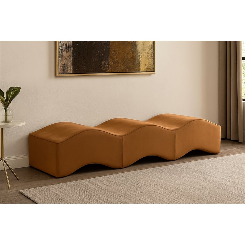 Meridian Furniture Wave Saddle Velvet Bench