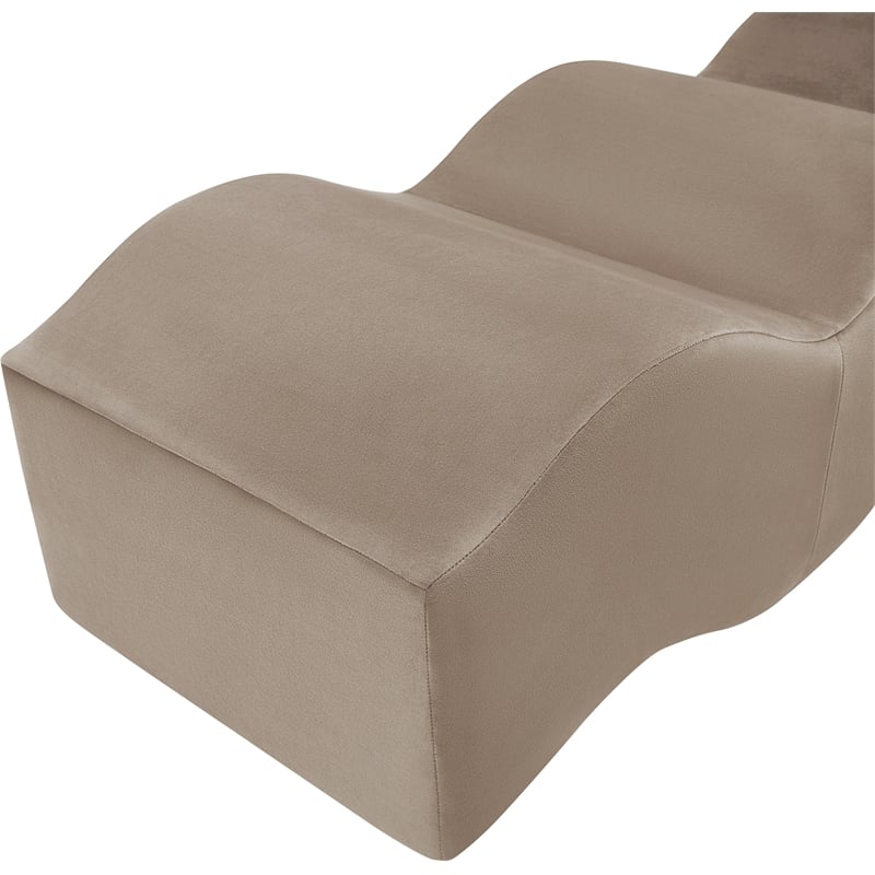 Meridian Furniture Wave Taupe Velvet Bench
