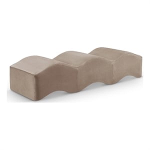 Meridian Furniture Wave Taupe Velvet Bench