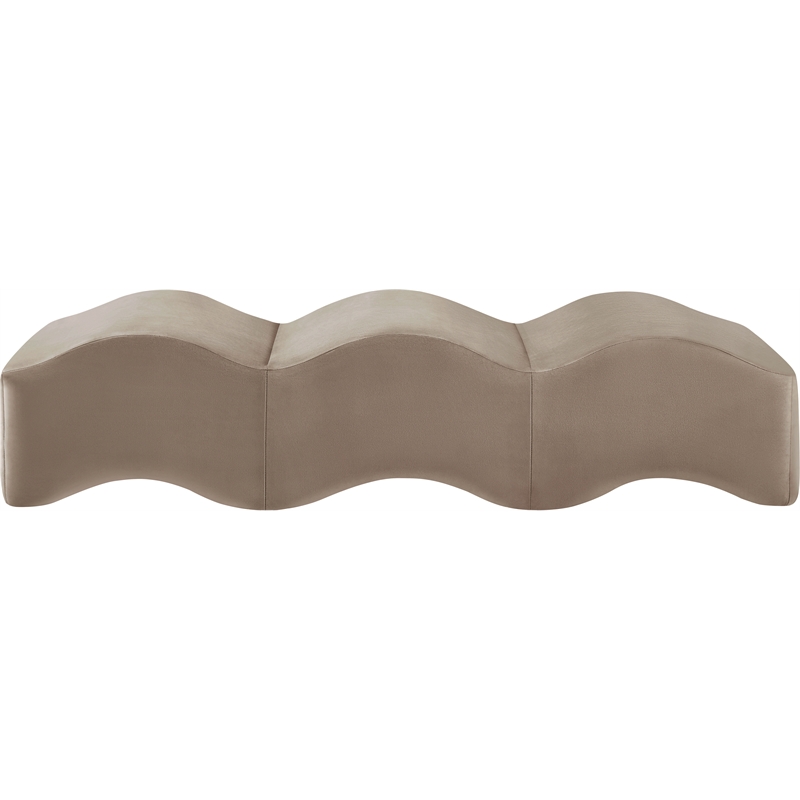 Meridian Furniture Wave Taupe Velvet Bench