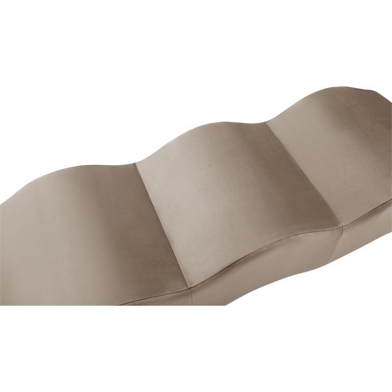 Meridian Furniture Wave Taupe Velvet Bench